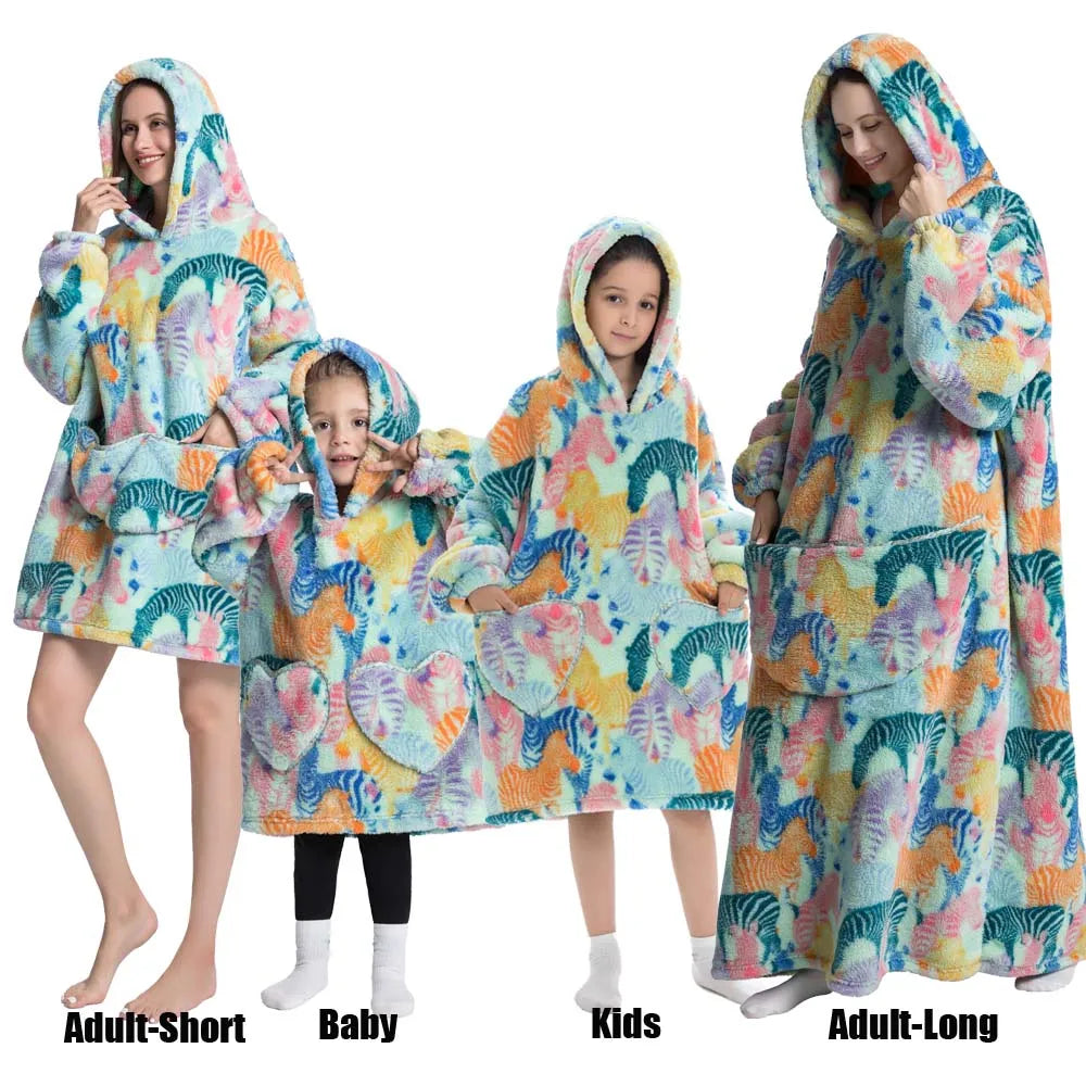 Felpe con cappuccio extra lunghe per donna Abbigliamento invernale per la casa Coperte di flanella per adulti con maniche Felpe con cappuccio morbide e calde per ragazze