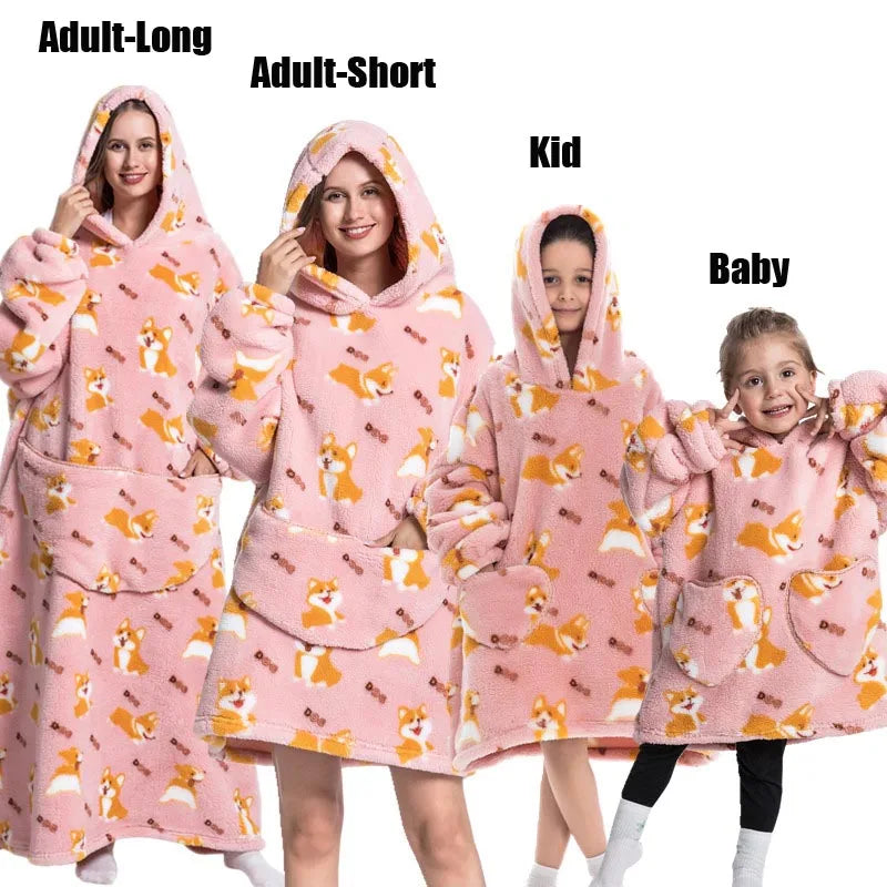 Felpe con cappuccio extra lunghe per donna Abbigliamento invernale per la casa Coperte di flanella per adulti con maniche Felpe con cappuccio morbide e calde per ragazze