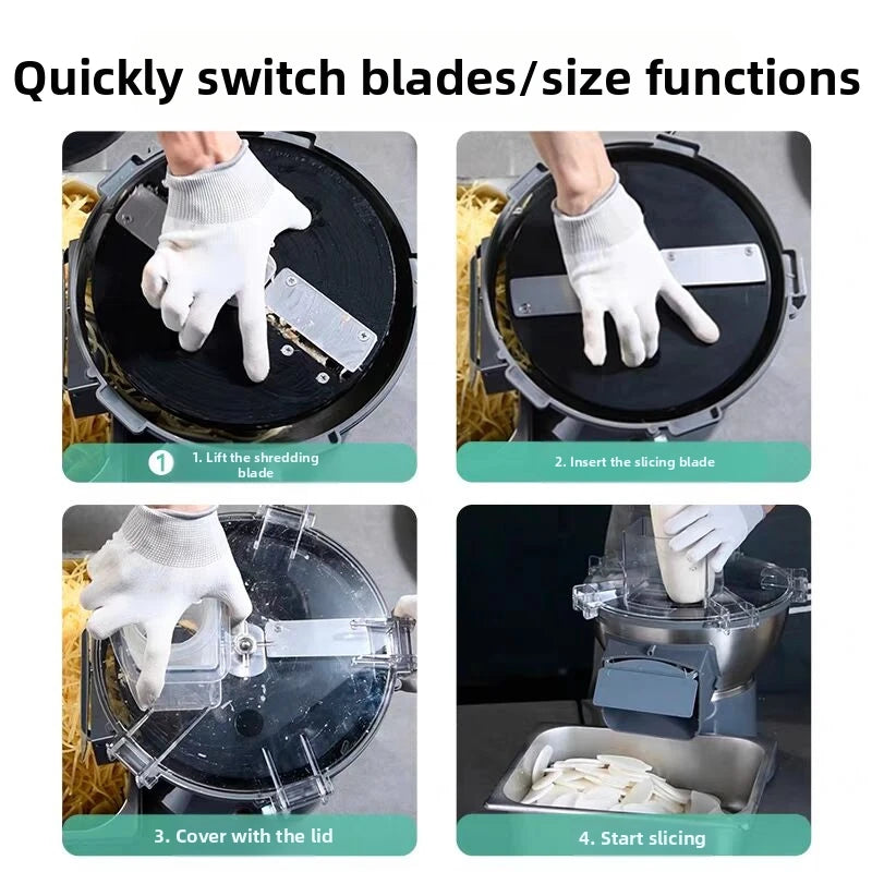 4-in-1 Vegetable Slicer Machine, Electric Food Chopper for Kitchen Household/Commercial Use Commercial-Grade Efficient Vegetable
