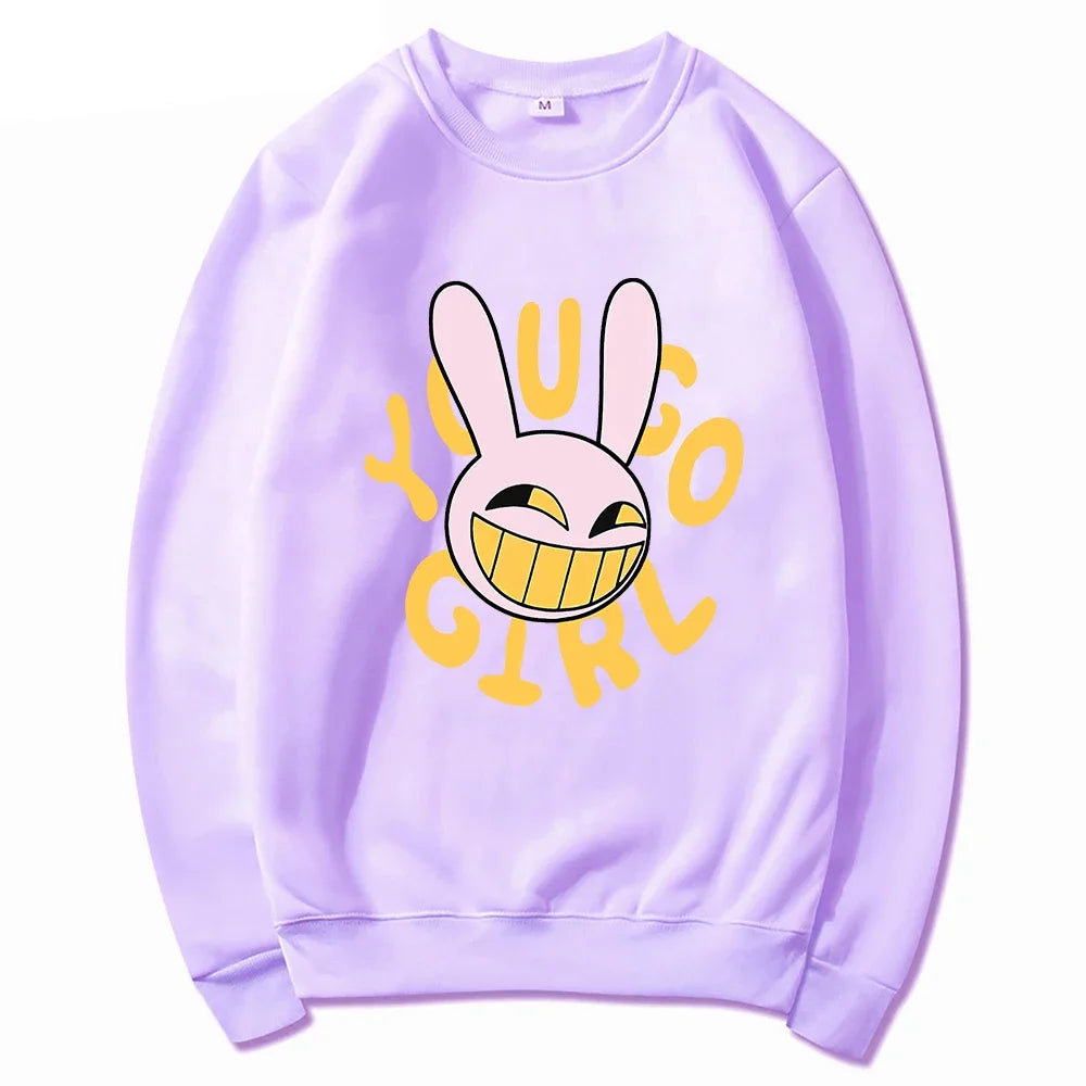 YOU GO GIRL Felpa con cappuccio Digital Circus Jax Moda Donna Harajuku Divertente Felpa con cappuccio con coniglio carino Felpa pullover vintage unisex Cartoon