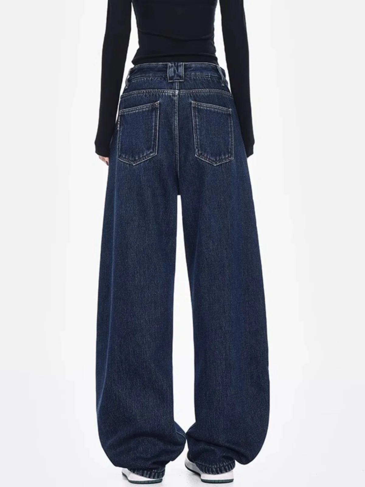 Jeans strappati larghi blu da donna Pantaloni in denim vintage Y2k Harajuku Pantaloni lunghi jeans larghi oversize stile giapponese anni 2000