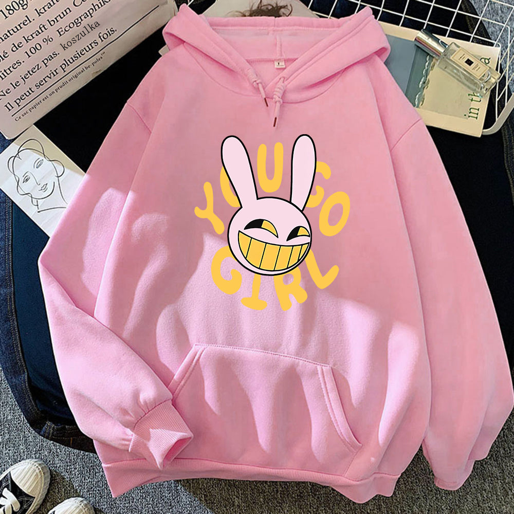 YOU GO GIRL Felpa con cappuccio Digital Circus Jax Moda Donna Harajuku Divertente Felpa con cappuccio con coniglio carino Felpa pullover vintage unisex Cartoon