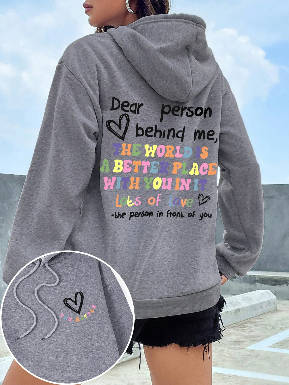 Caro persona dietro la felpa con cappuccio da donna lettere colorate caldo pile donna felpa con cappuccio fodera in pelliccia felpe con cappuccio primavera autunno Y2K top casual