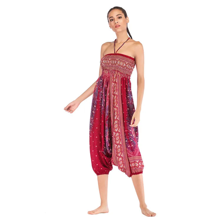 Pantaloni della Boemia Donna Pantalones Mujer Hippie Vita alta Rayon Harem Baggy Boho Yoga Beach Wear Pour Femme Calca Feminina Stampato