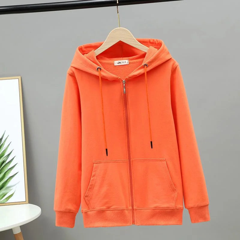 2025 Primavera Autunno Donna Felpe con cappuccio Felpe Giacca con cerniera Studentessa Top Sottile cappotto a maniche lunghe Lady Viola Capispalla casual