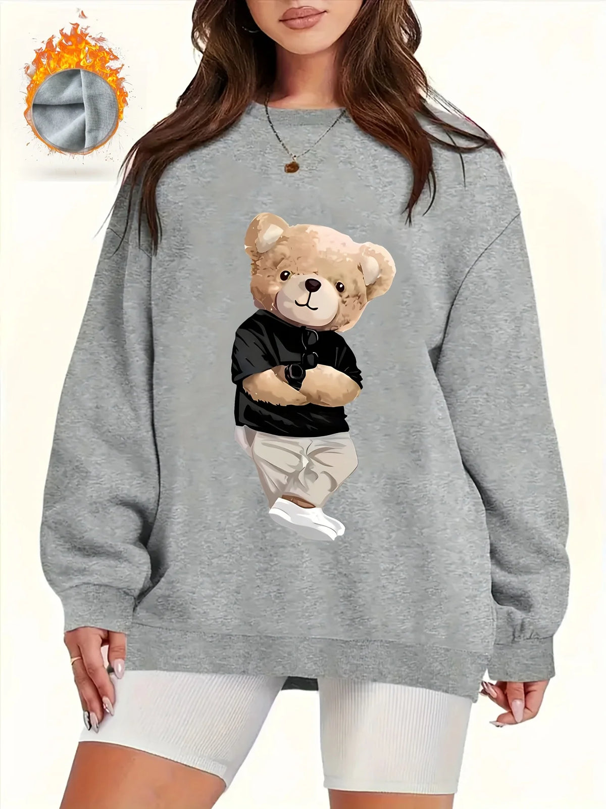 Pullover con cappuccio girocollo a maniche lunghe in velluto stampato con motivo a lettere comode e casual autunnali e invernali da donna