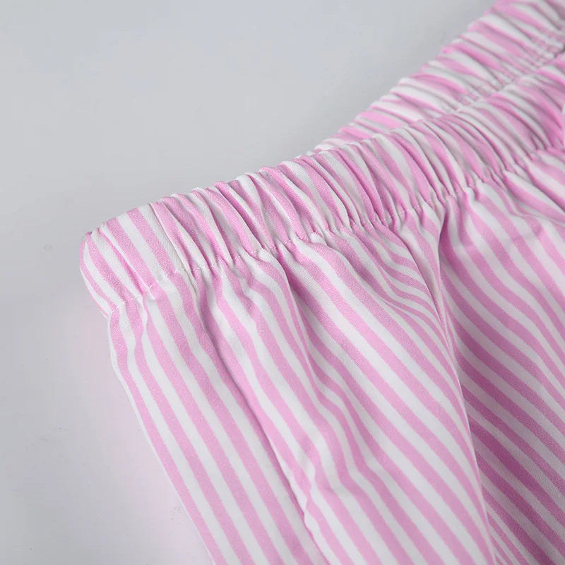 Pantaloni larghi con stampa a righe streetwear Pantaloni da jogging con lacci Moda Y2K Pantaloni larghi Estetici di base anni '90 Pantaloni carini
