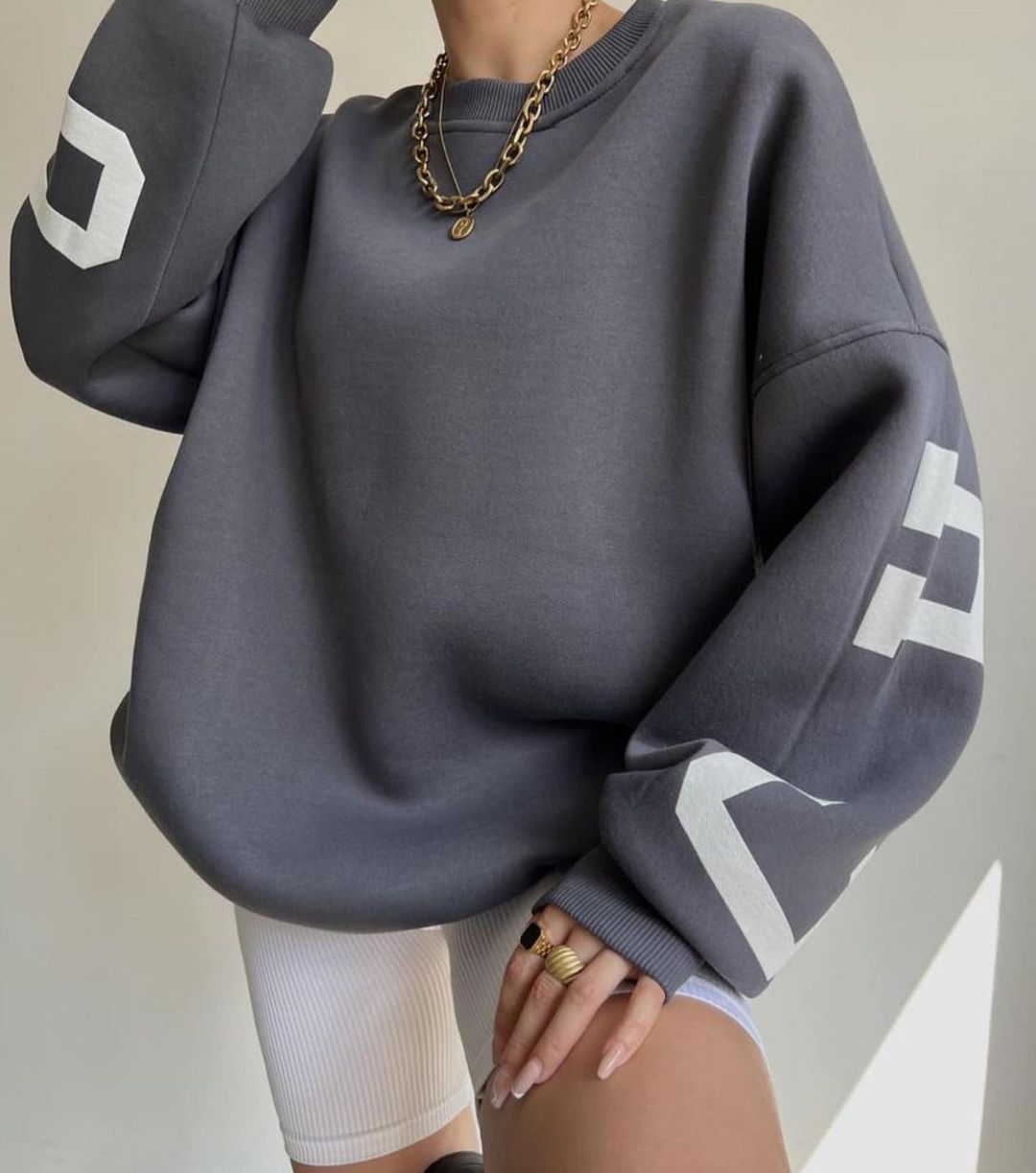 Combhasaki Y2K Grunge Pullover allentato da donna Felpe con stampa di lettere Top a maniche lunghe ispessiti casual Felpa con cappuccio autunnale Streetwear