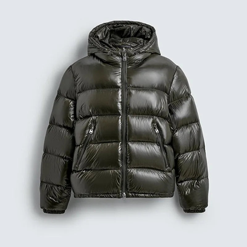 2025 Autunno Inverno Stile neutro Cappotto imbottito in cotone Casual Cerniera con cappuccio Giacca solida Moda Parka caldo a prova di freddo Capispalla
