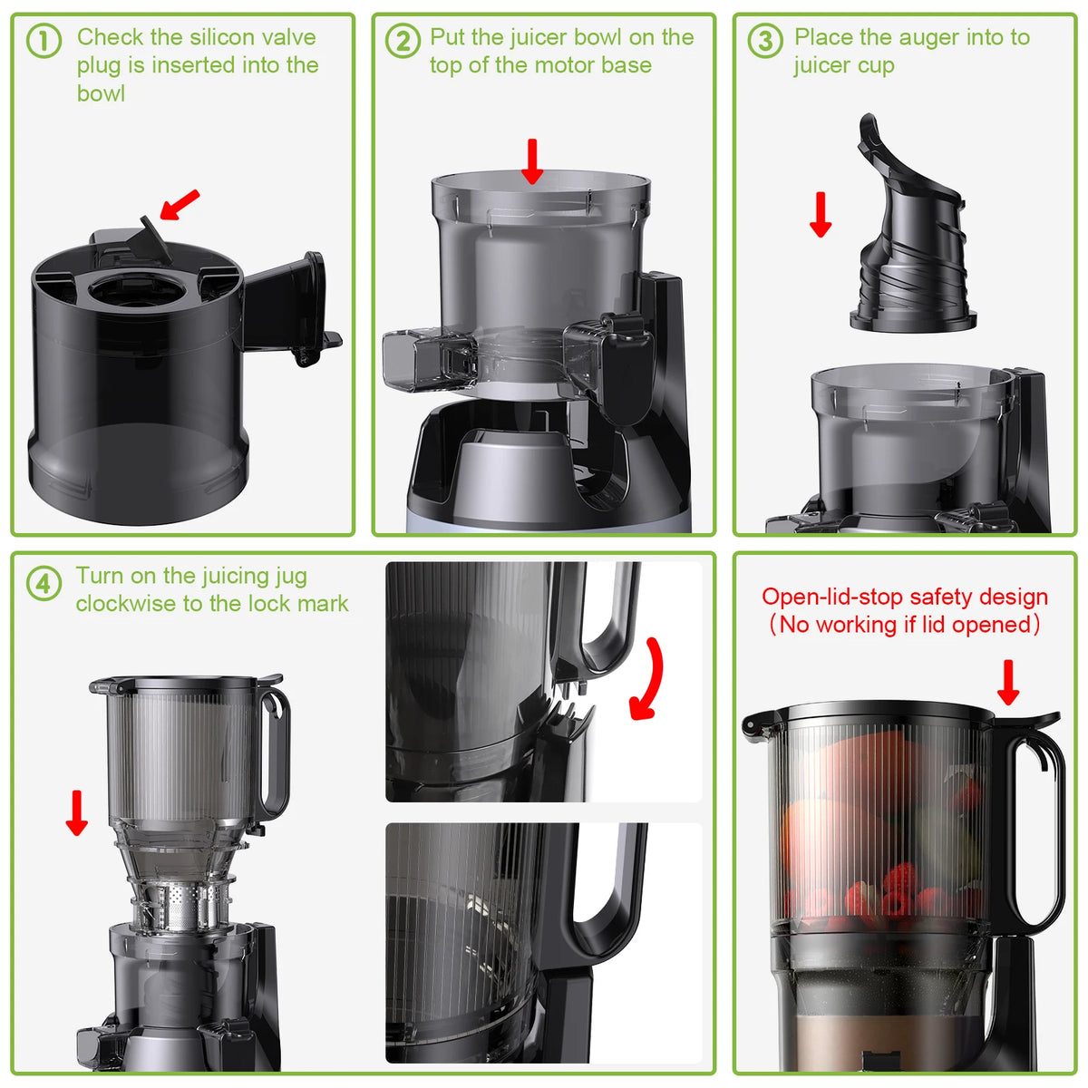 BioloMix Cold Press Juicer,with 130mm Feed Chute,Fit Whole Fruits & Vegetables,High Juice Yield,BPA FREE Slow Masticating Juicer