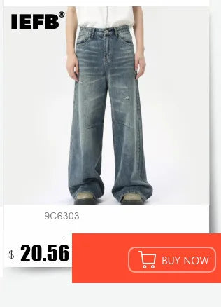 IEFB Pantaloni in denim da uomo estivi Vecchio blu lavato Jeans maschili Dritto Casual da uomo Pantaloni larghi a gamba larga Nuova moda 9C354