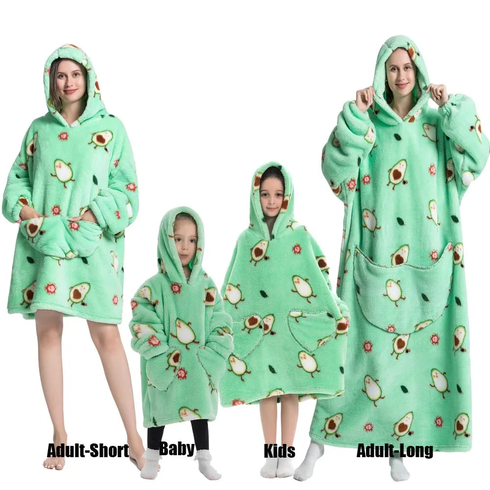 Felpe con cappuccio extra lunghe per donna Abbigliamento invernale per la casa Coperte di flanella per adulti con maniche Felpe con cappuccio morbide e calde per ragazze