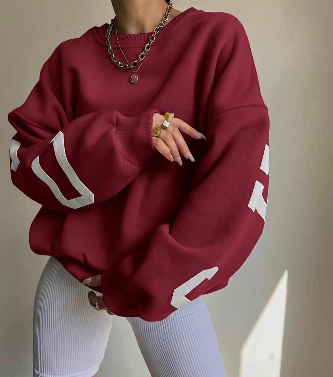 Combhasaki Y2K Grunge Pullover allentato da donna Felpe con stampa di lettere Top a maniche lunghe ispessiti casual Felpa con cappuccio autunnale Streetwear