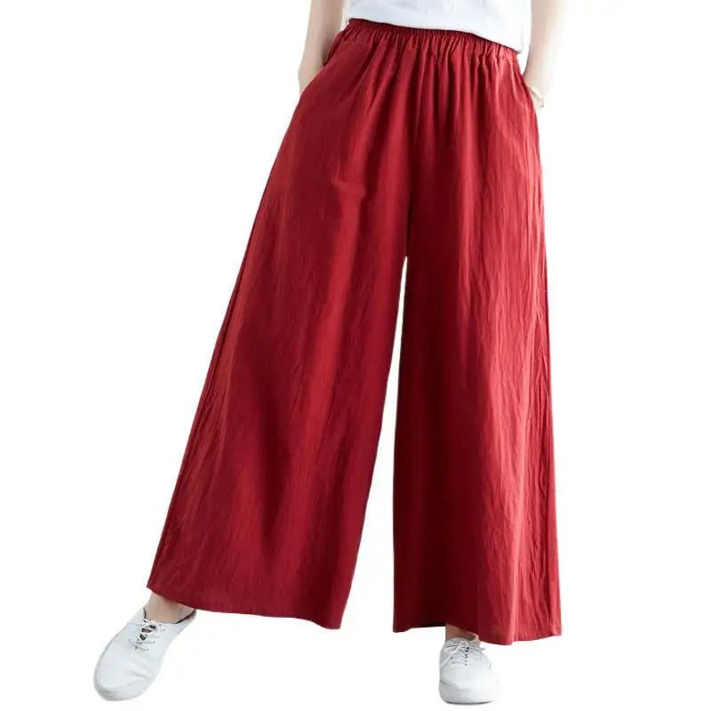 Nuovi pantaloni primaverili da donna in cotone e lino 2026, pantaloni casual a gamba larga autunnali, taglie forti, neri, bianchi, rossi, kaki, 5XL 6XL