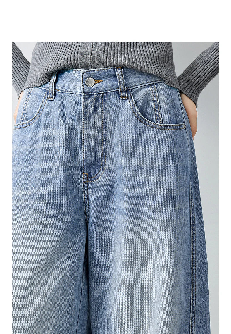 TOYOUTH Jeans da donna 2026 Autunno Nuovi pantaloni cropped a gamba larga deconstruiti con vestibilità snellente
