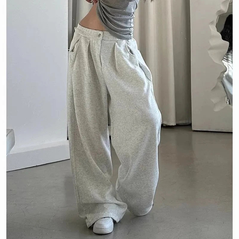 Pantaloni della tuta basic solidi da donna semplici Y2K tutti abbinati pantaloni larghi a righe a gamba larga pantaloni sportivi streetwear oversize vintage