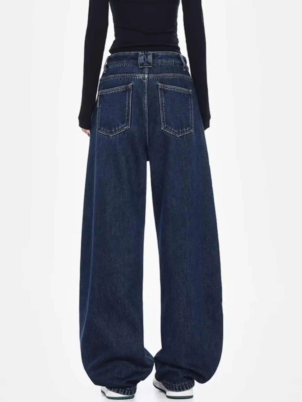 Jeans strappati larghi blu da donna Pantaloni in denim vintage Y2k Harajuku Pantaloni lunghi jeans larghi oversize stile giapponese anni 2000