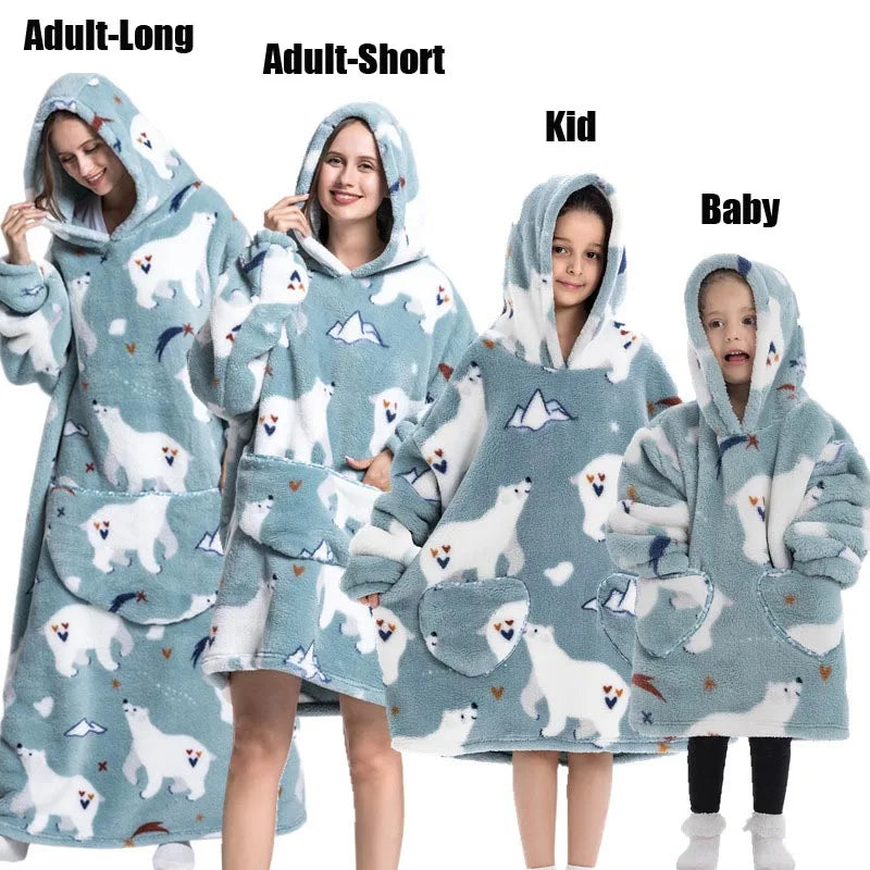 Felpe con cappuccio extra lunghe per donna Abbigliamento invernale per la casa Coperte di flanella per adulti con maniche Felpe con cappuccio morbide e calde per ragazze