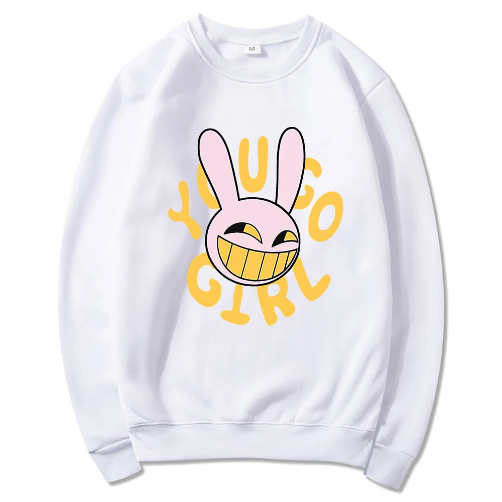 YOU GO GIRL Felpa con cappuccio Digital Circus Jax Moda Donna Harajuku Divertente Felpa con cappuccio con coniglio carino Felpa pullover vintage unisex Cartoon