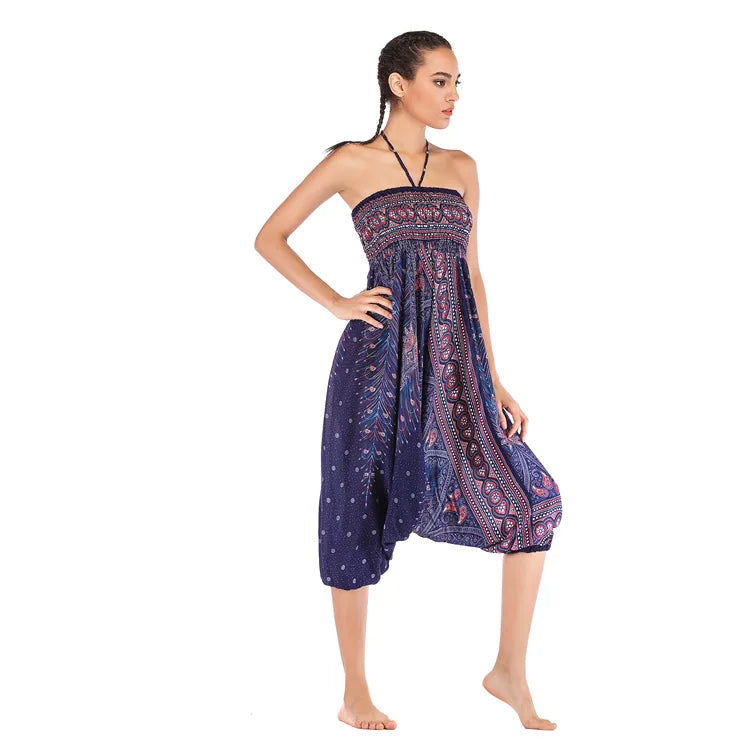 Pantaloni della Boemia Donna Pantalones Mujer Hippie Vita alta Rayon Harem Baggy Boho Yoga Beach Wear Pour Femme Calca Feminina Stampato