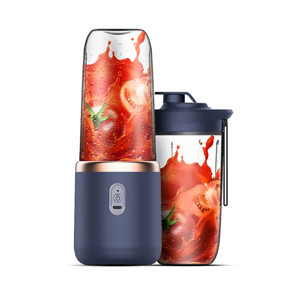 Electric Juicer Cup 2 Cups For Travel 6 Blades Portable Juicer Mixer Usb Charge Fresh Fruit Juice Personal Blender Smoothie