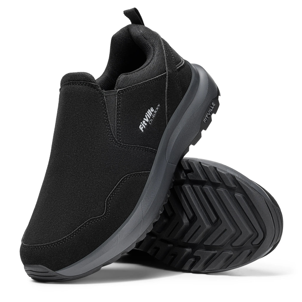 FitVille Mocassini da trekking extra larghi da uomo, comode scarpe da passeggio ortopediche con supporto per l'arco plantare per sentieri di trekking all'aperto, piedi piatti e sollievo dal dolore ai piedi