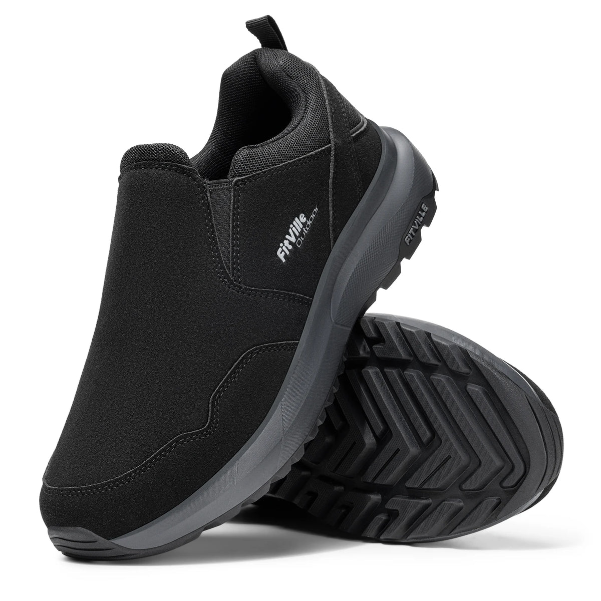FitVille Mocassini da trekking extra larghi da uomo, comode scarpe da passeggio ortopediche con supporto per l'arco plantare per sentieri di trekking all'aperto, piedi piatti e sollievo dal dolore ai piedi