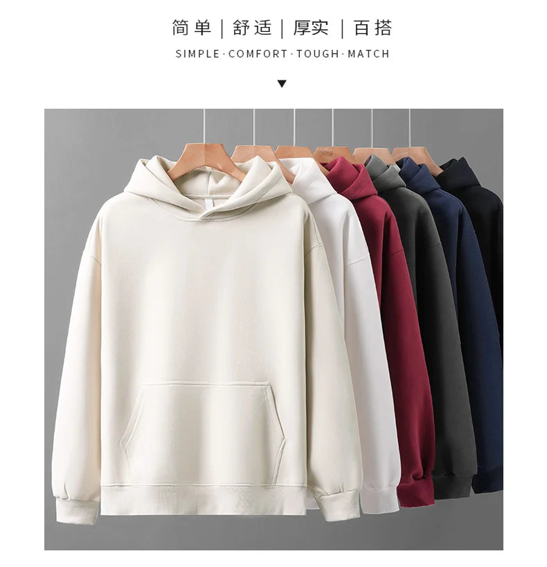 DUKEEN 450G Felpe con cappuccio da uomo pesanti 2025 Primavera e autunno Giacca sportiva con cappuccio tinta unita di base Abbigliamento da uomo di alta qualità