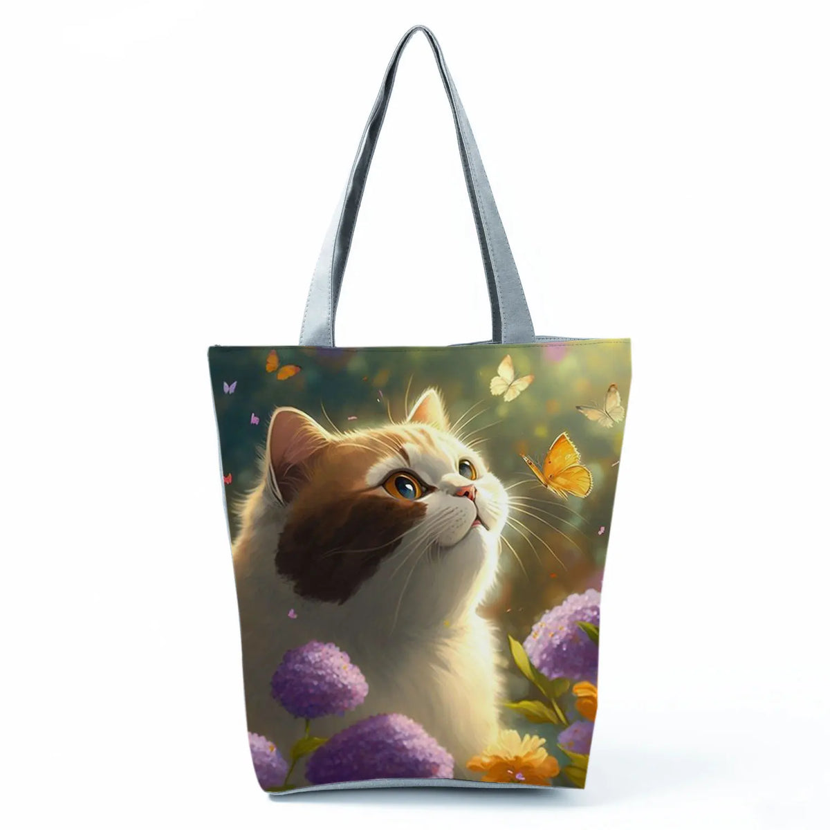 Pretty Cartoon Cat Print borse borse da spiaggia da donna ad alta capacità Cute Animal Graphic Eco borse per la spesa riutilizzabili portatili