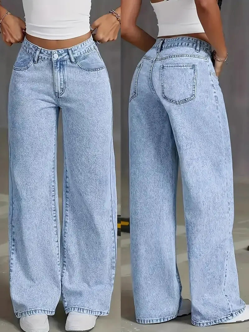 Nuovi Jeans Americani alla Moda 2026 per Donna, Larghi e Casual, Gamba Larga, Stile Streetwear, Pantaloni per Tutte le Stagioni
