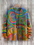 Maglione pullover lavorato a maglia con stampa multicolore casual Rainbow Art da uomo per pullover da donna