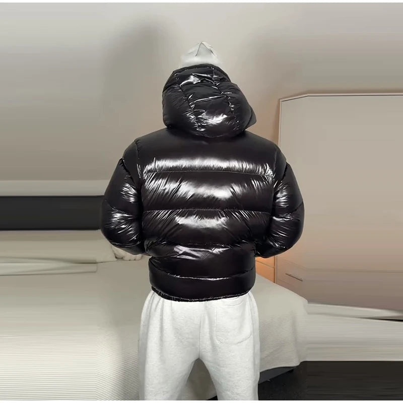 2025 Autunno Inverno Stile neutro Cappotto imbottito in cotone Casual Cerniera con cappuccio Giacca solida Moda Parka caldo a prova di freddo Capispalla