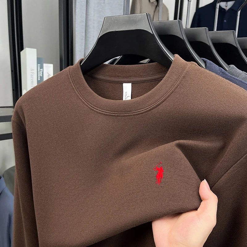 T-shirt a maniche lunghe di marca di lusso da uomo autunno Paul trendy squisito pony ricamo pullover allentato casual girocollo felpa