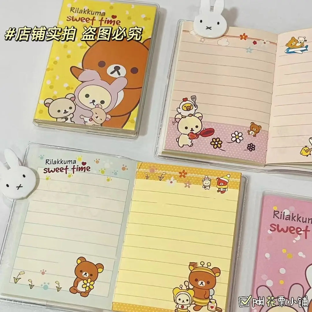 Mini A7 cartoon notebook full color horizontal line inner page page cute bear illustration pocket notepad kid's booklet