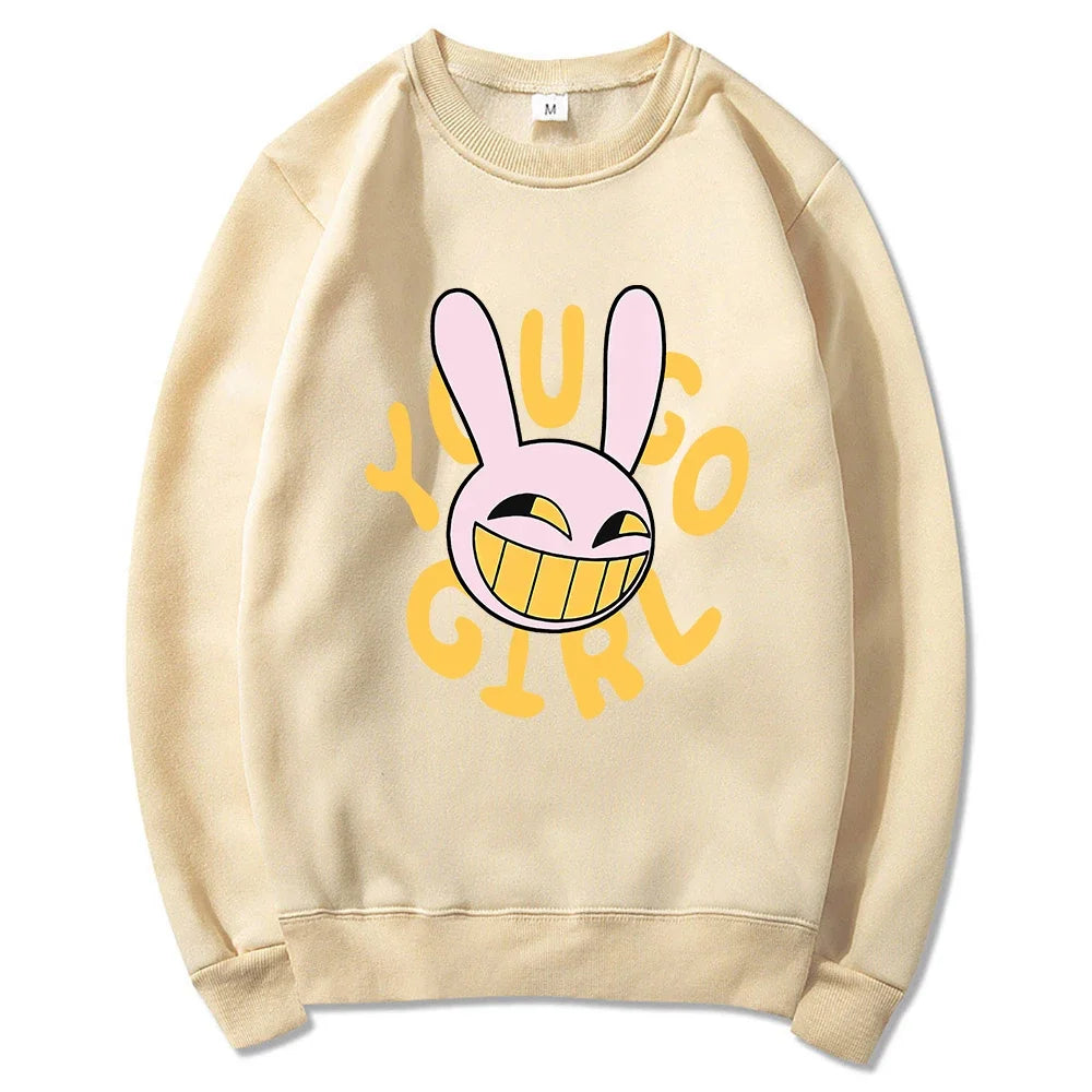YOU GO GIRL Felpa con cappuccio Digital Circus Jax Moda Donna Harajuku Divertente Felpa con cappuccio con coniglio carino Felpa pullover vintage unisex Cartoon