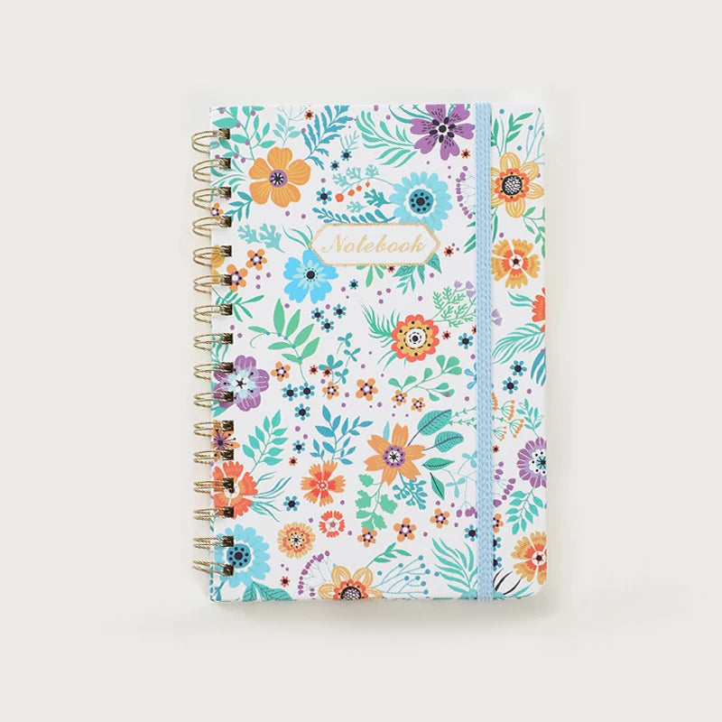 Spiral Notebook, Women's Diary, Hardcover Spiral Diary, 5.5 X 8.3inch, 160 Pages, Cute Flowers, Back Pockets, 100Gsm Paper for Gifts, Work, Office and School Supplies