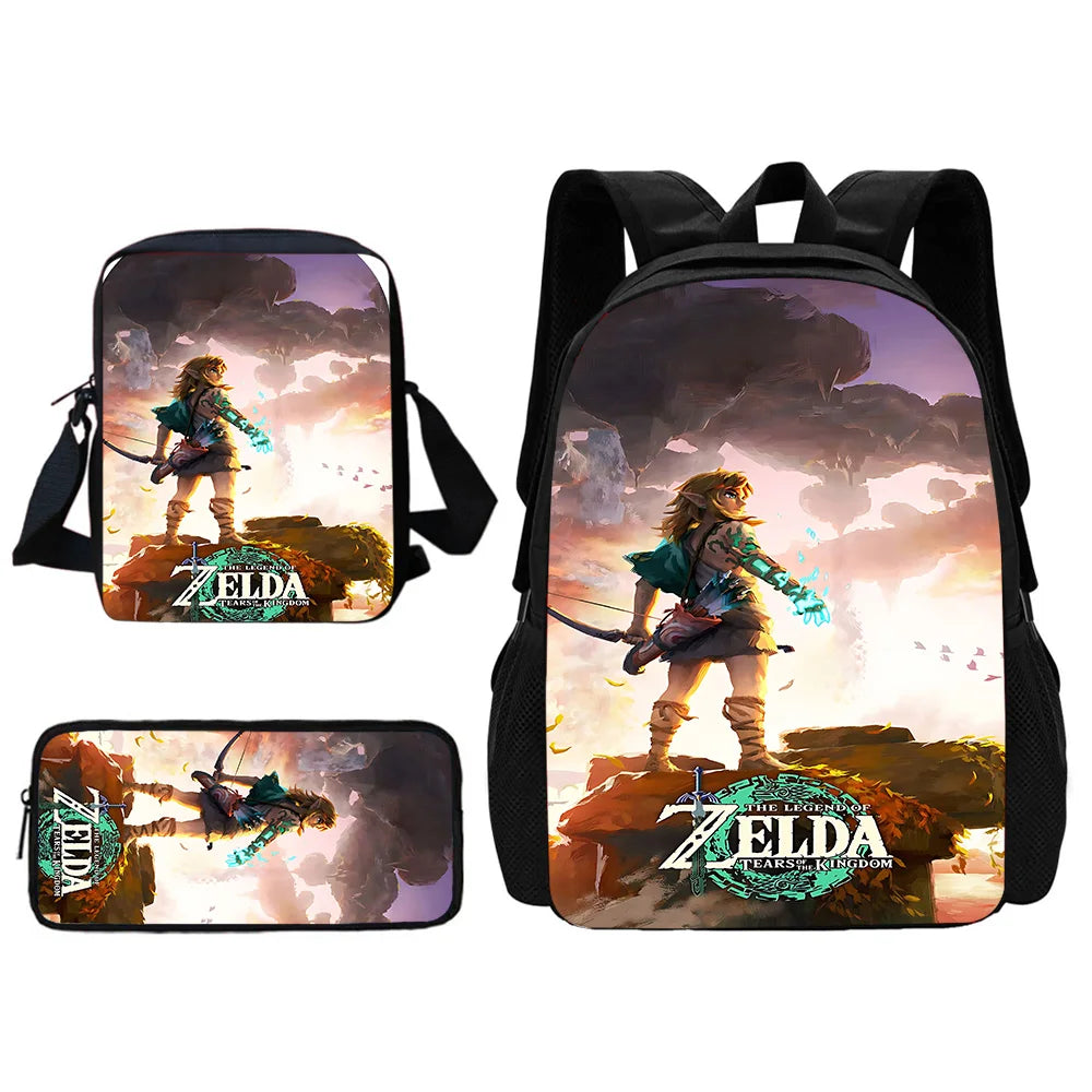 Zaino per la scuola dei bambini The Legends of Zeldas con borse per il pranzo, borse per matite, borse per la scuola per ragazzi e ragazze, miglior regalo