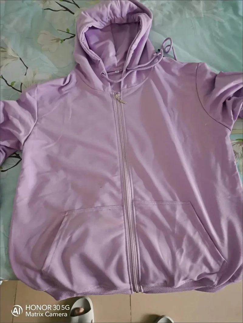 2025 Primavera Autunno Donna Felpe con cappuccio Felpe Giacca con cerniera Studentessa Top Sottile cappotto a maniche lunghe Lady Viola Capispalla casual
