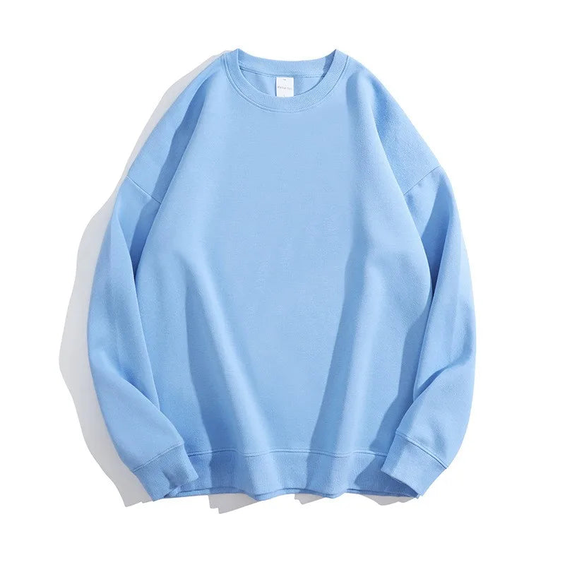 Maglione con spalle scoperte e collo rotondo in cotone sano di alta qualità da 40 colori per uomo e donna, ampio con spalle scoperte oversize