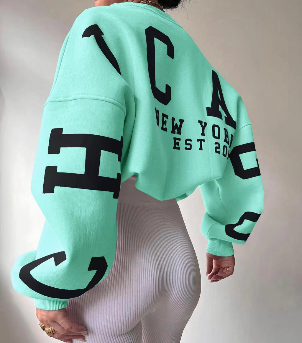 Combhasaki Y2K Grunge Pullover allentato da donna Felpe con stampa di lettere Top a maniche lunghe ispessiti casual Felpa con cappuccio autunnale Streetwear