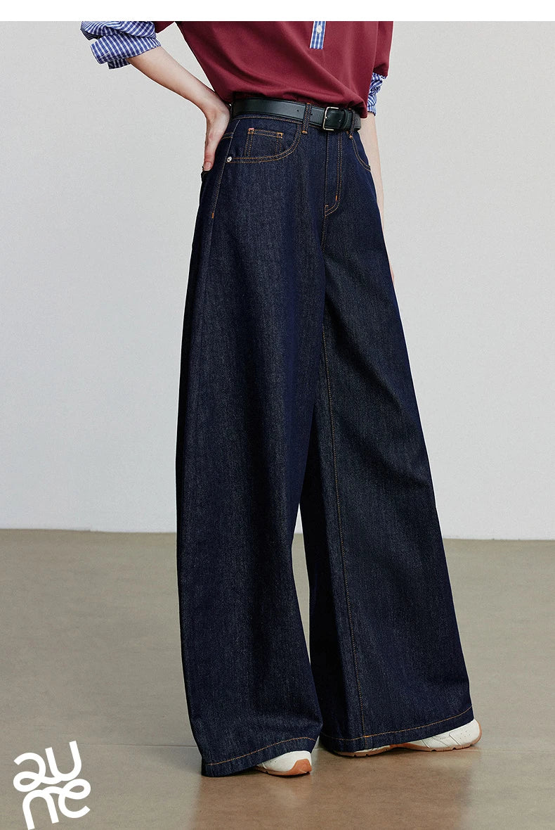 TOYOUTH Jeans denim da donna 2025 Autunno Nuovi pantaloni larghi a banana curvi larghi
