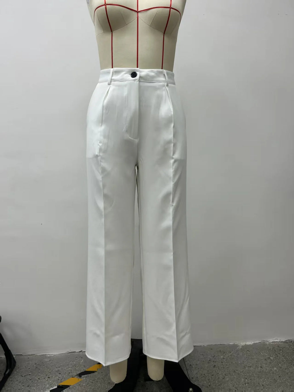 Pantaloni larghi pieghettati a vita alta da donna casual in tinta unita Pantaloni da lavoro Primavera Autunno Nuovi pantaloni dritti Pantaloni su misura da ufficio