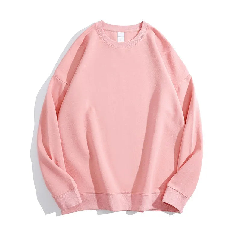 Maglione con spalle scoperte e collo rotondo in cotone sano di alta qualità da 40 colori per uomo e donna, ampio con spalle scoperte oversize