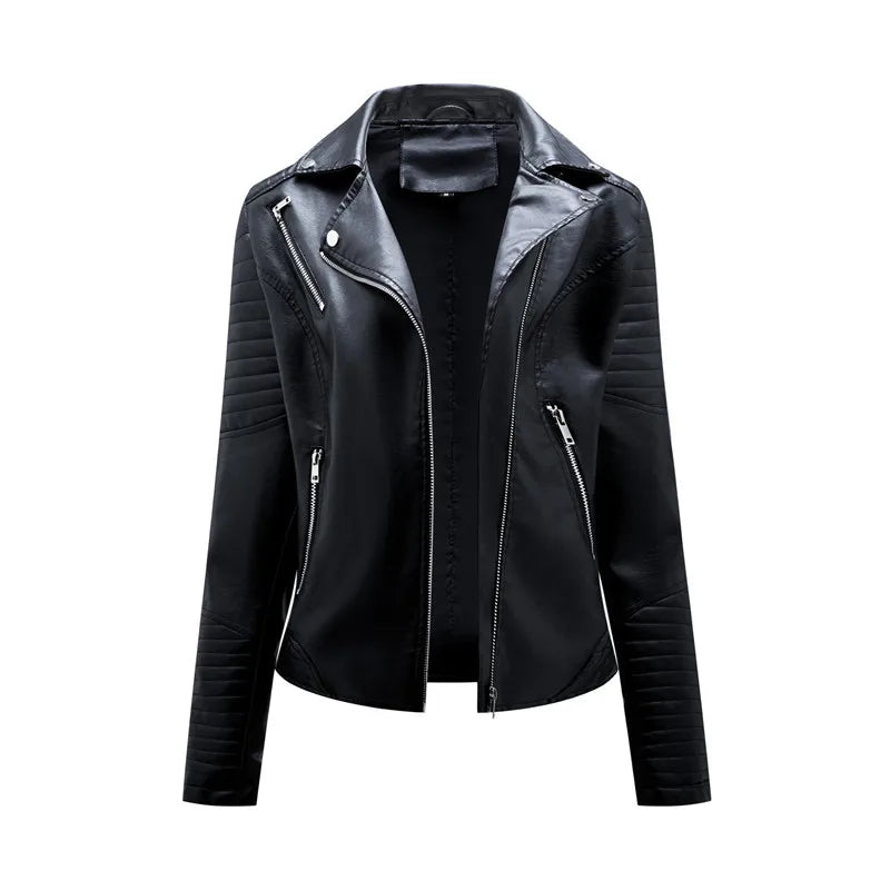 2026 Giacca in ecopelle da donna di nuova moda, cappotto casual in PU con cerniera primavera autunno, capispalla da motociclista femminile abbigliamento da donna S-XXXL
