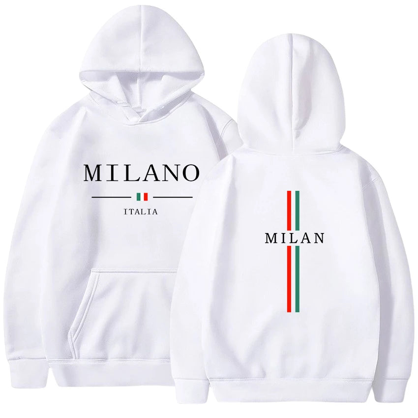 Felpa con cappuccio da donna da uomo Felpa con stampa Milano Pullover Casual da jogging Abbigliamento da uomo di alta qualità Tuta quotidiana Y2k Top 2025