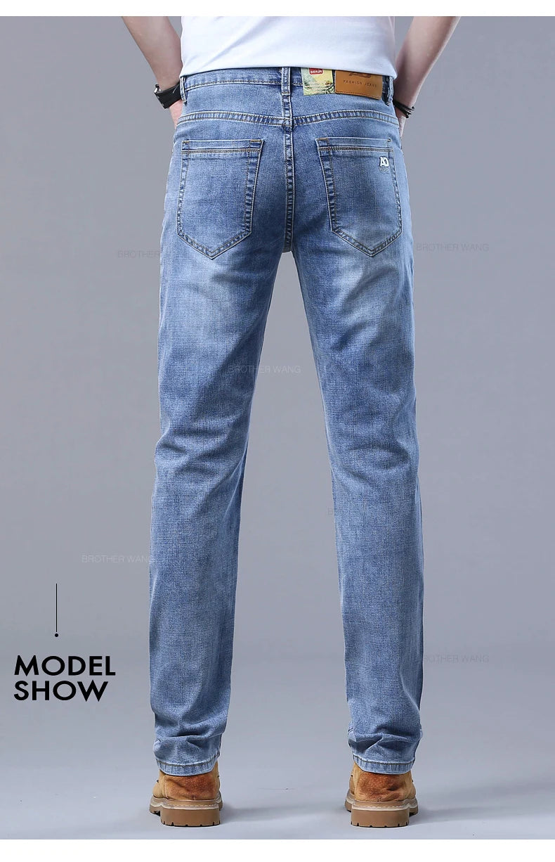 Jeans slim azzurri da uomo primaverili Pantaloni in denim in tessuto elasticizzato casual alla moda Pantaloni classici Grigio fumo