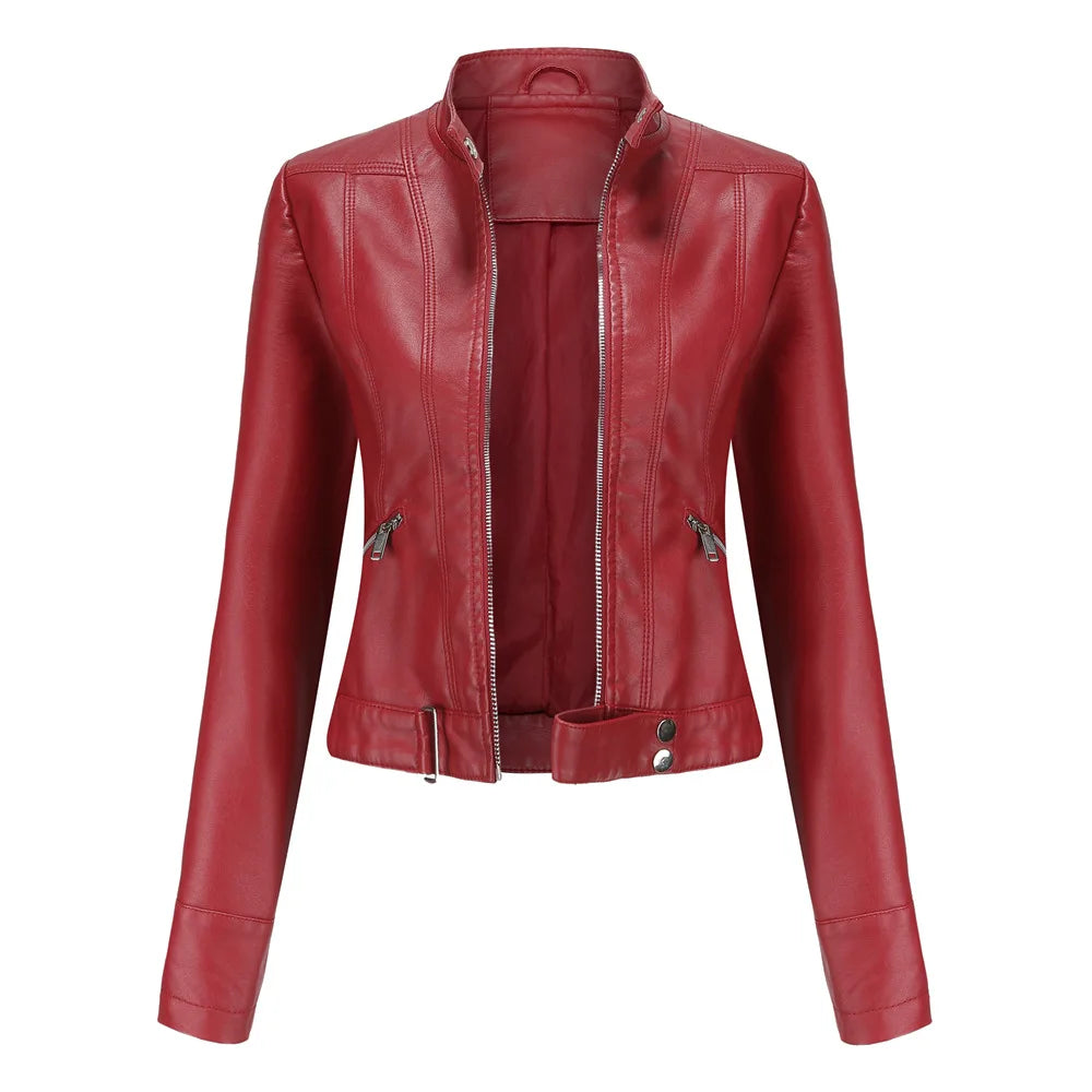 Giacca in Ecopelle da Donna 2026 Nuova Collezione Primavera Autunno Cappotto Donna Capospalla Nero Rosso Caffè Marrone Viola Chaqueta Mujer 3XL XXXL 2XL