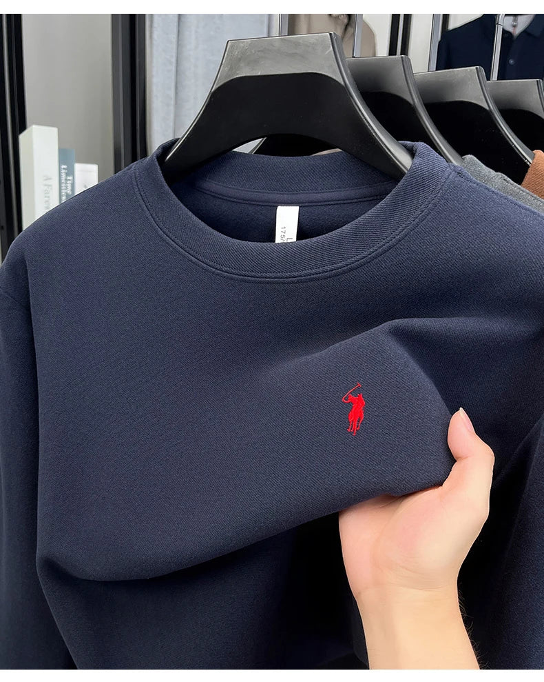 T-shirt a maniche lunghe di marca di lusso da uomo autunno Paul trendy squisito pony ricamo pullover allentato casual girocollo felpa