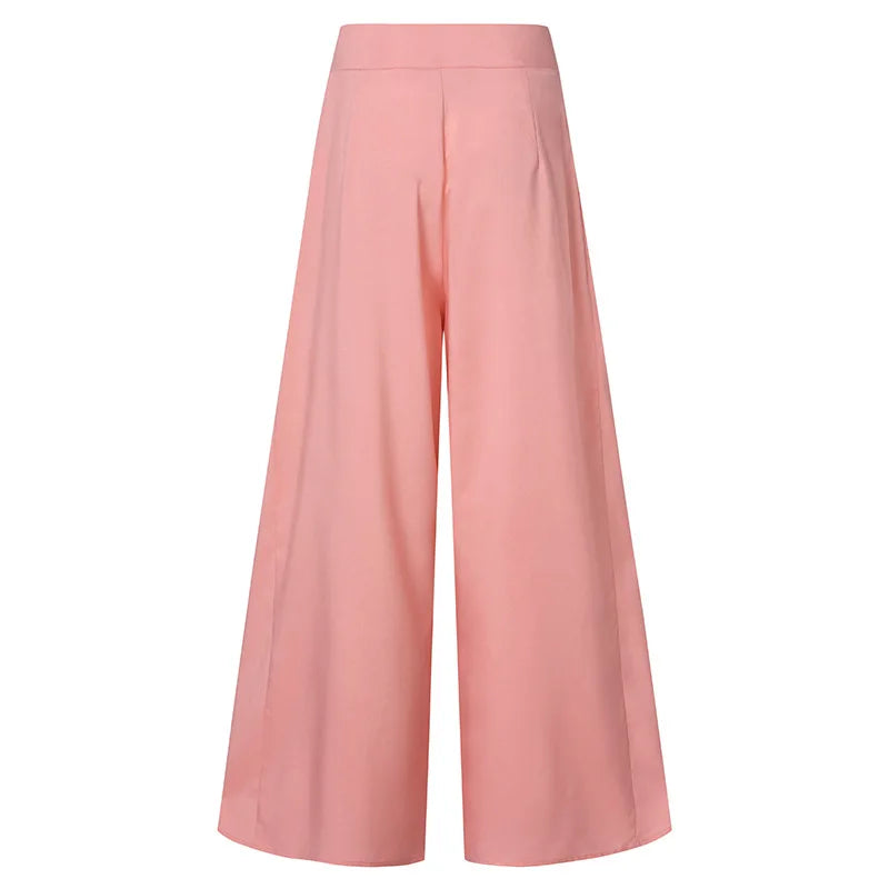 Pantaloni a gamba larga a vita alta da donna alla moda Primavera Autunno Pantaloni a zampa d'elefante eleganti femminili Pantaloni lunghi larghi casual per le vacanze solidi Nuovo