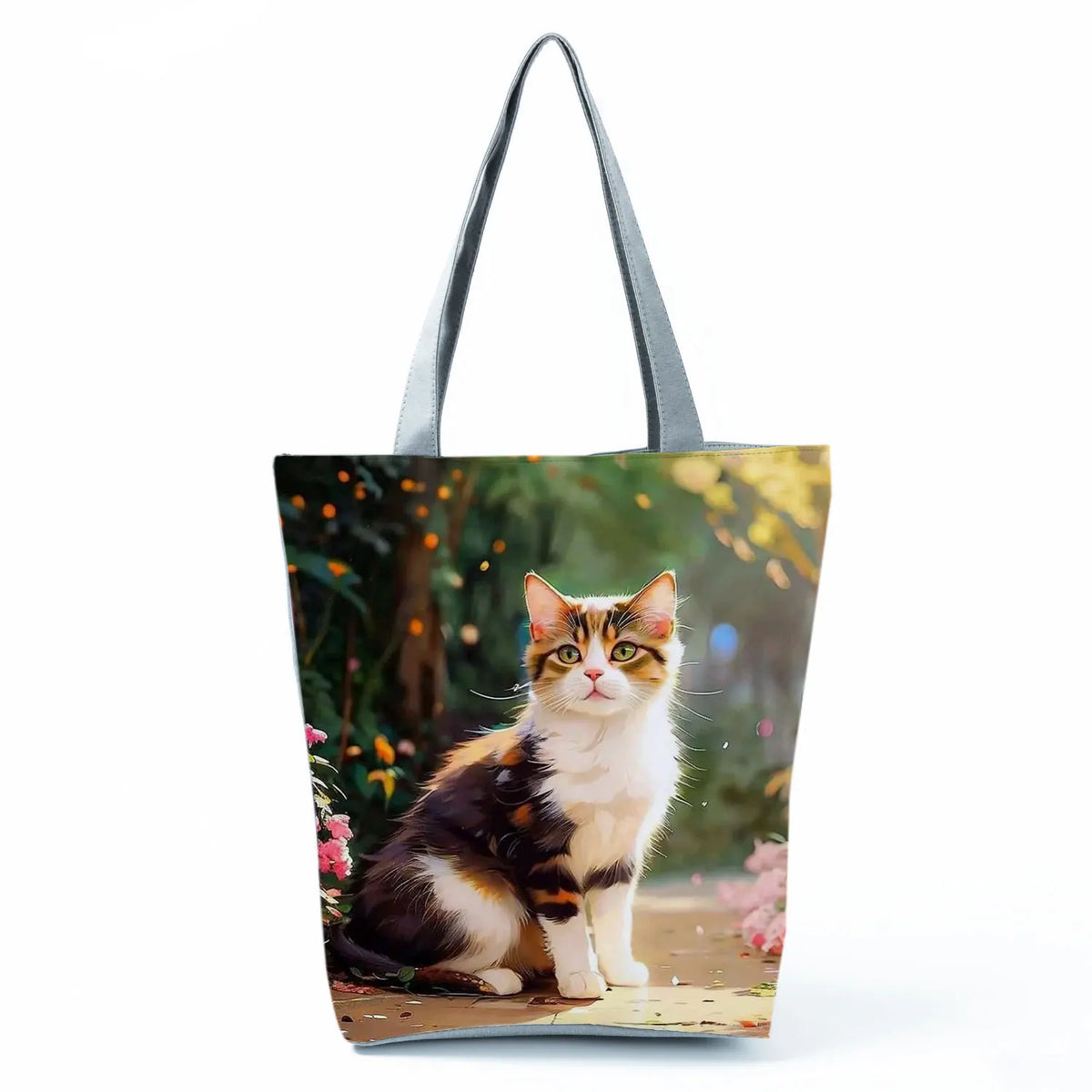 Pretty Cartoon Cat Print borse borse da spiaggia da donna ad alta capacità Cute Animal Graphic Eco borse per la spesa riutilizzabili portatili